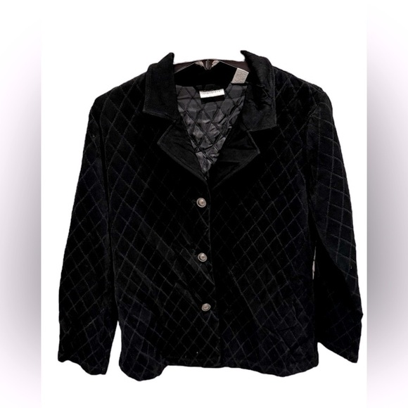 Chico's Travelers Diamond Quilted Jacket Black Size Medium - Picture 1 of 3